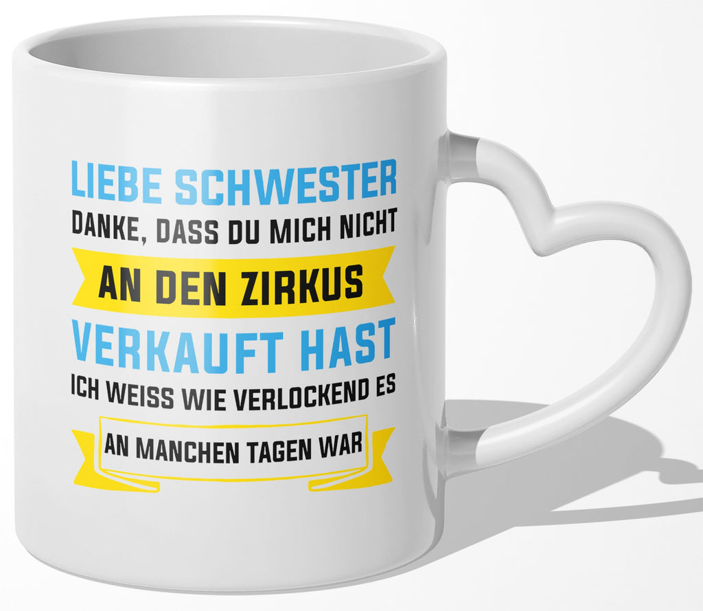 22Feels® Geschenk für Grosse Schwester - Tasse mit Spruch (Herzhenkel, Weiss, 320ml)-Tasse Weiss Herzhenkel 320ml-22Feels
