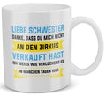 22Feels® Schwester Geschenk - Tasse mit Spruch: Zirkus (Weiss, 320ml)-Weisse Tasse 320ml-22Feels