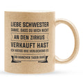 22Feels® Geschenk für Grosse Schwester - Glitzertasse mit Spruch (Gold, 320ml)-Glitzertasse Gold 320ml-22Feels