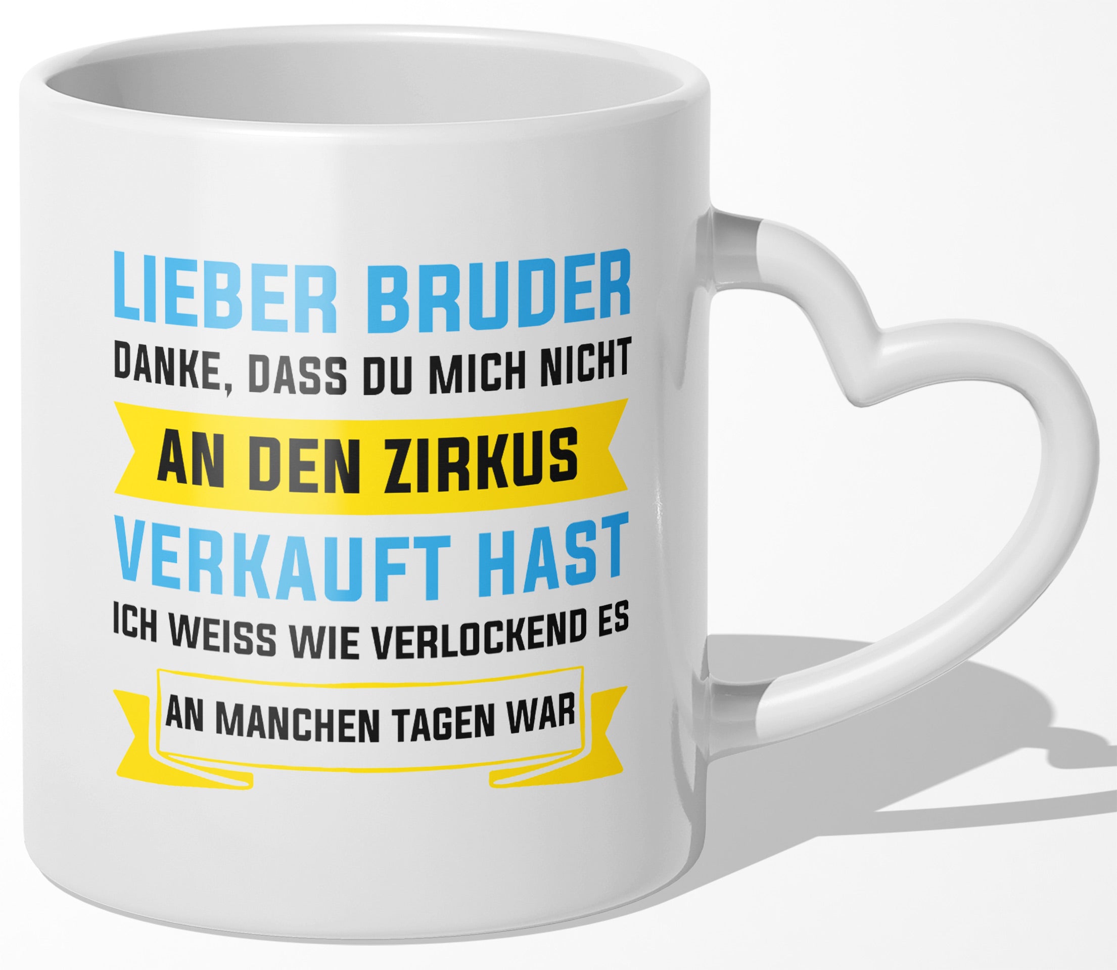 22Feels® Geschenk für Grossen Bruder - Tasse mit Spruch (Herzhenkel, Weiss, 320ml)-Tasse Weiss Herzhenkel 320ml-22Feels