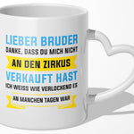 22Feels® Geschenk für Grossen Bruder - Tasse mit Spruch (Herzhenkel, Weiss, 320ml)-Tasse Weiss Herzhenkel 320ml-22Feels