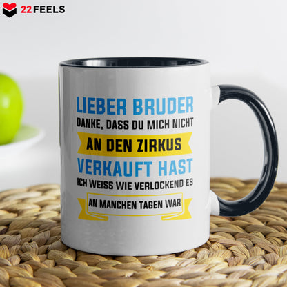 22Feels® Geschenk für Grossen Bruder - Tasse mit Spruch (Weiss-Schwarz, 320ml)-TwoTone Tasse Weiss-Schwarz 320ml-22Feels