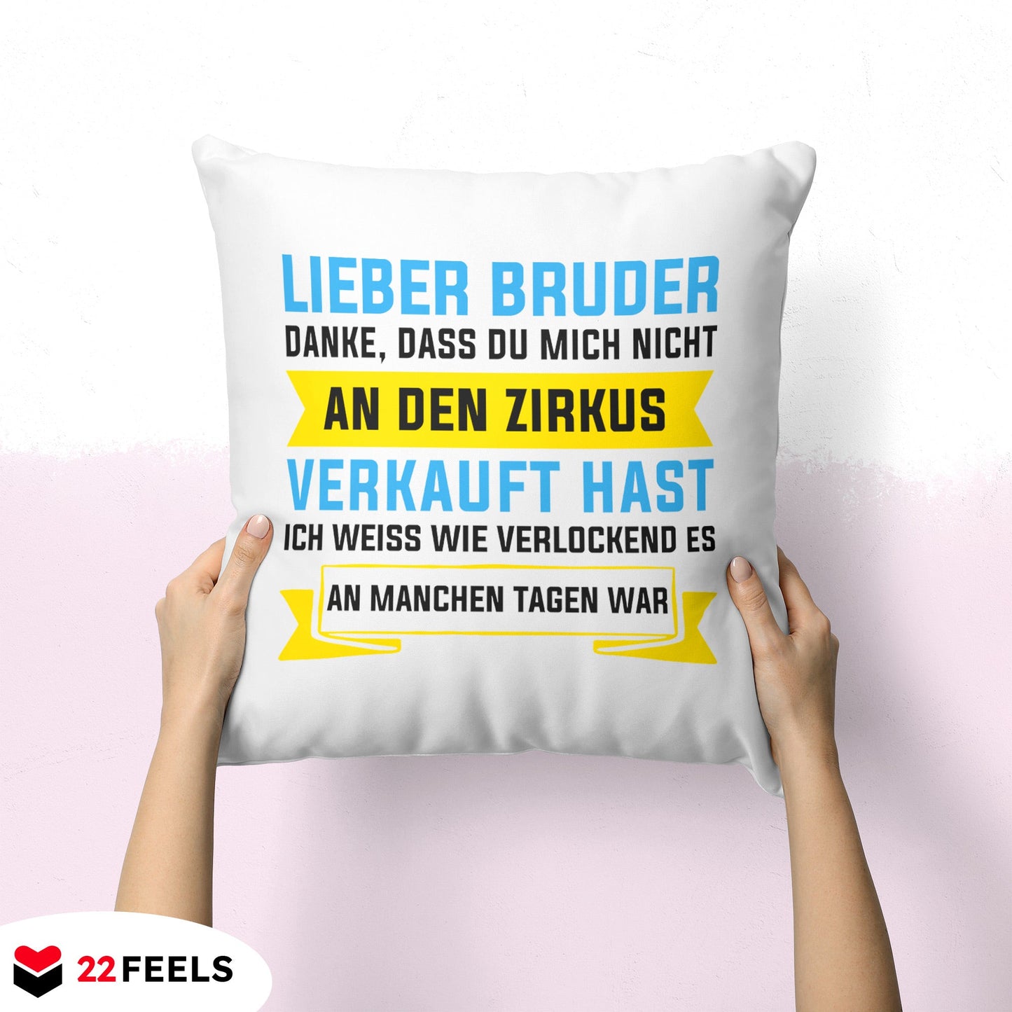 22Feels® Geschenk für Grossen Bruder - Kissen mit Spruch (Weiss 40x40cm)-Kissen Weiss 40x40-22Feels