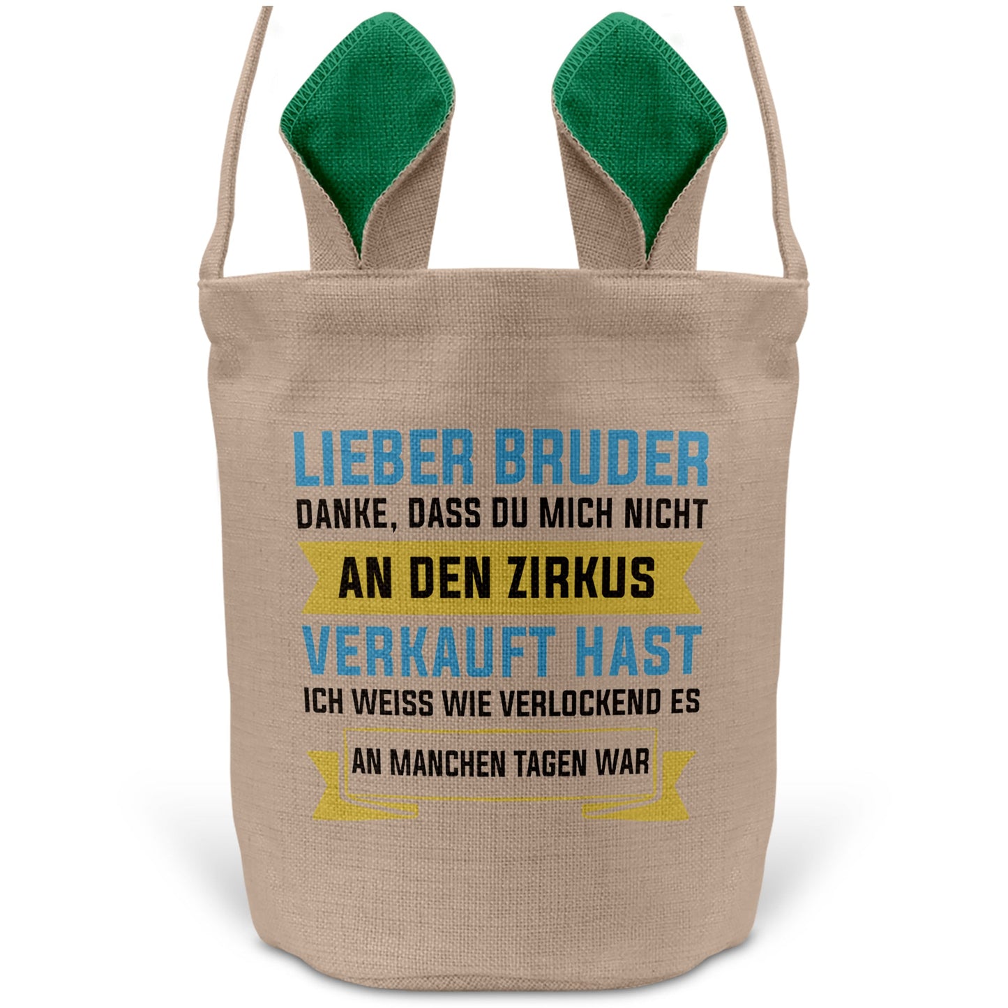 22Feels® Bruder Geschwister Osterkorb mit Henkel Ostergeschenk Tragetasche Ostern Deko Osternest Körbchen Hasenohren (Beige/Grün)-Ostern Tragetasche-22Feels