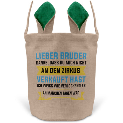 22Feels® Bruder Geschwister Osterkorb mit Henkel Ostergeschenk Tragetasche Ostern Deko Osternest Körbchen Hasenohren (Beige/Grün)-Ostern Tragetasche-22Feels