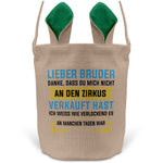 22Feels® Bruder Geschwister Osterkorb mit Henkel Ostergeschenk Tragetasche Ostern Deko Osternest Körbchen Hasenohren (Beige/Grün)-Ostern Tragetasche-22Feels