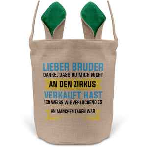 22Feels® Bruder Geschwister Osterkorb mit Henkel Ostergeschenk Tragetasche Ostern Deko Osternest Körbchen Hasenohren (Beige/Grün)-Ostern Tragetasche-22Feels