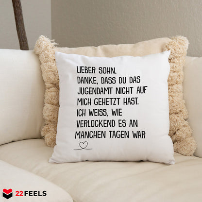 22Feels® Sohn Geschenk - Kissen mit Spruch (Weiss 40x40cm)-Kissen Weiss 40x40-22Feels