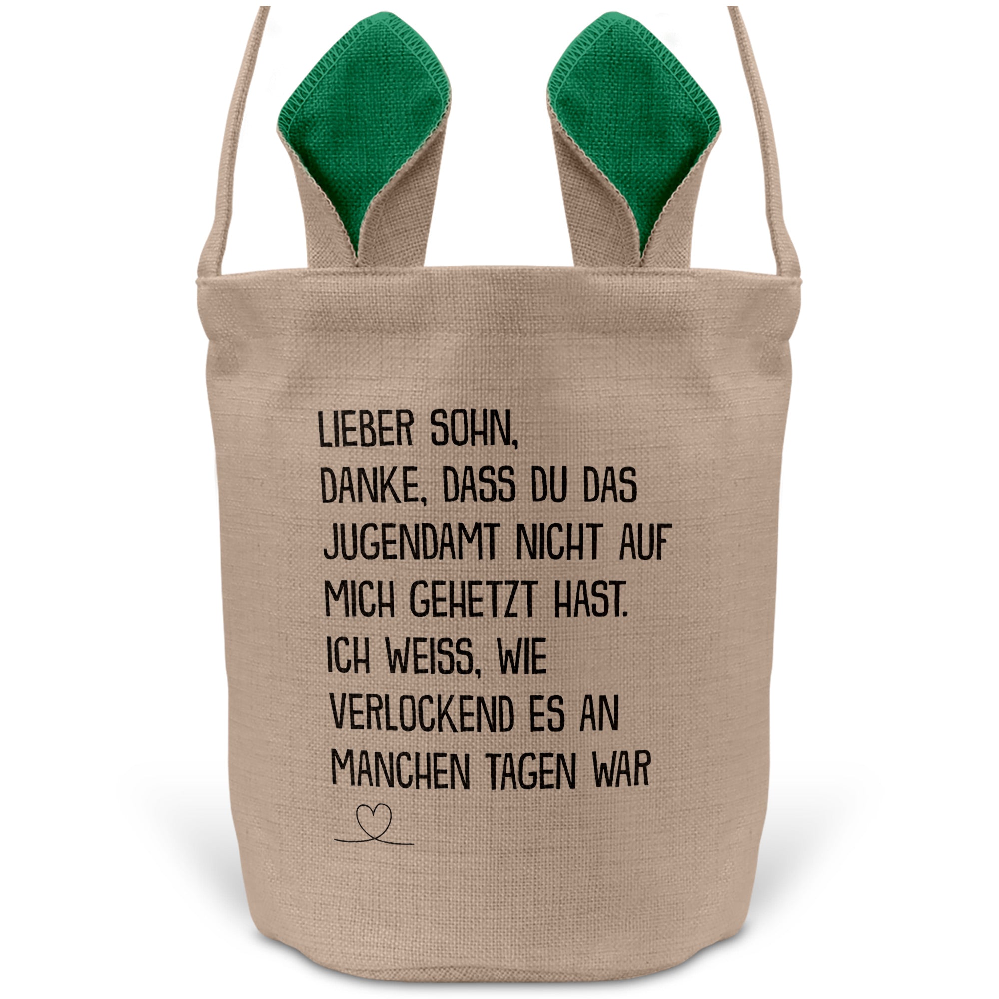 22Feels® Sohn Kinder Osterkorb mit Henkel Ostergeschenk Tragetasche Ostern Deko Osternest Körbchen Hasenohren (Beige/Grün)-Ostern Tragetasche-22Feels