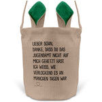 22Feels® Sohn Kinder Osterkorb mit Henkel Ostergeschenk Tragetasche Ostern Deko Osternest Körbchen Hasenohren (Beige/Grün)-Ostern Tragetasche-22Feels