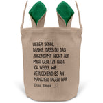 22Feels® Sohn Osterkorb von Mama Kinder mit Henkel Ostergeschenk Tragetasche Ostern Deko Osternest Körbchen Hasenohren (Beige/Grün)-Ostern Tragetasche-22Feels