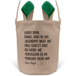 22Feels® Sohn Osterkorb von Papa Kinder mit Henkel Ostergeschenk Tragetasche Ostern Deko Osternest Körbchen Hasenohren (Beige/Grün)-Ostern Tragetasche-22Feels