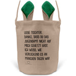 22Feels® Tochter Kinder Osterkorb mit Henkel Ostergeschenk Tragetasche Ostern Deko Osternest Körbchen Hasenohren (Beige/Grün)-Ostern Tragetasche-22Feels