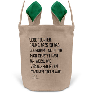 22Feels® Tochter Kinder Osterkorb mit Henkel Ostergeschenk Tragetasche Ostern Deko Osternest Körbchen Hasenohren (Beige/Grün)-Ostern Tragetasche-22Feels