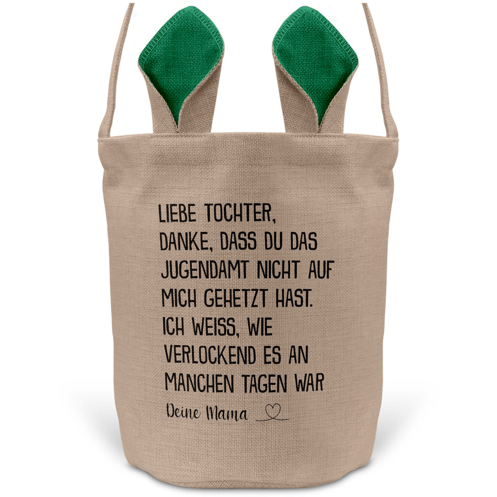 22Feels® Tochter Osterkorb von Mama Kinder mit Henkel Ostergeschenk Tragetasche Ostern Deko Osternest Körbchen Hasenohren (Beige/Grün)-Ostern Tragetasche-22Feels