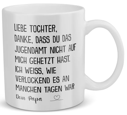22Feels® Geschenk für Tochter von Papa - Tasse mit Spruch: Jugendamt (Weiss, 320ml)-Weisse Tasse 320ml-22Feels