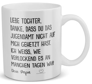 22Feels® Geschenk für Tochter von Papa - Tasse mit Spruch: Jugendamt (Weiss, 320ml)-Weisse Tasse 320ml-22Feels