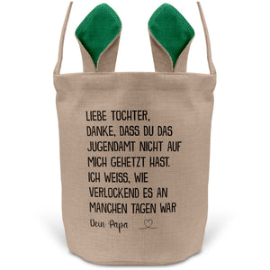 22Feels® Tochter Osterkorb von Papa Kinder mit Henkel Ostergeschenk Tragetasche Ostern Deko Osternest Körbchen Hasenohren (Beige/Grün)-Ostern Tragetasche-22Feels
