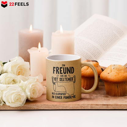 22Feels® Freund Geschenk zum Jahrestag, Valentinstag etc. - Glitzertasse mit Spruch (Gold, 320ml)-Glitzertasse Gold 320ml-22Feels