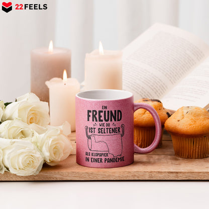 22Feels® Freund Geschenk zum Jahrestag, Valentinstag etc. - Glitzertasse mit Spruch (Pink, 320ml)-Glitzertasse Pink 320ml-22Feels