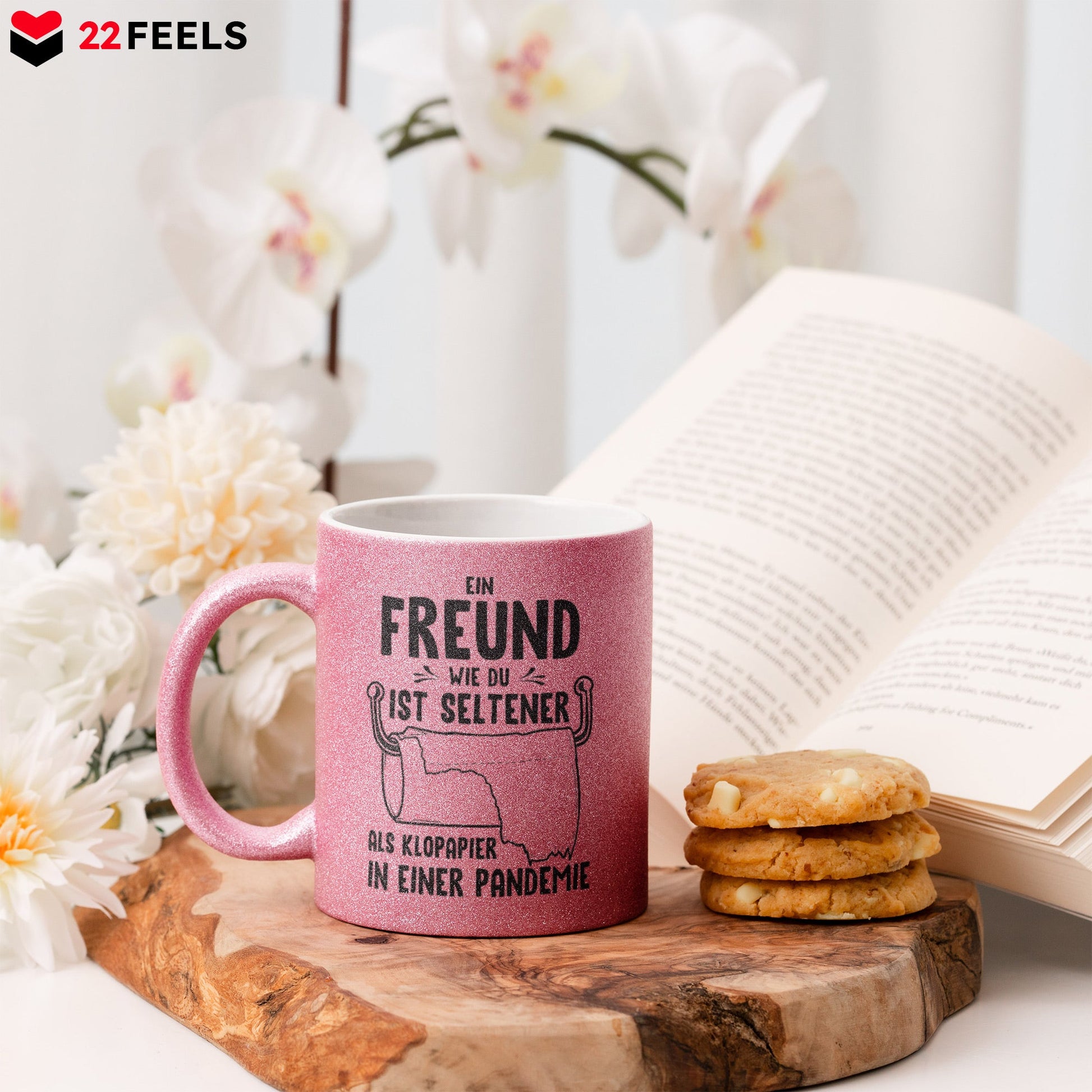 22Feels® Freund Geschenk zum Jahrestag, Valentinstag etc. - Glitzertasse mit Spruch (Pink, 320ml)-Glitzertasse Pink 320ml-22Feels