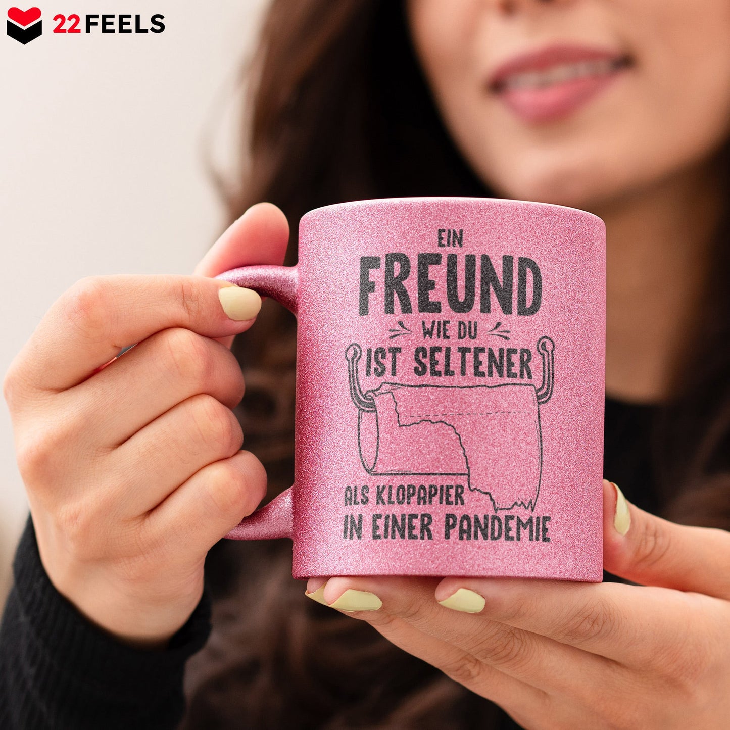 22Feels® Freund Geschenk zum Jahrestag, Valentinstag etc. - Glitzertasse mit Spruch (Pink, 320ml)-Glitzertasse Pink 320ml-22Feels
