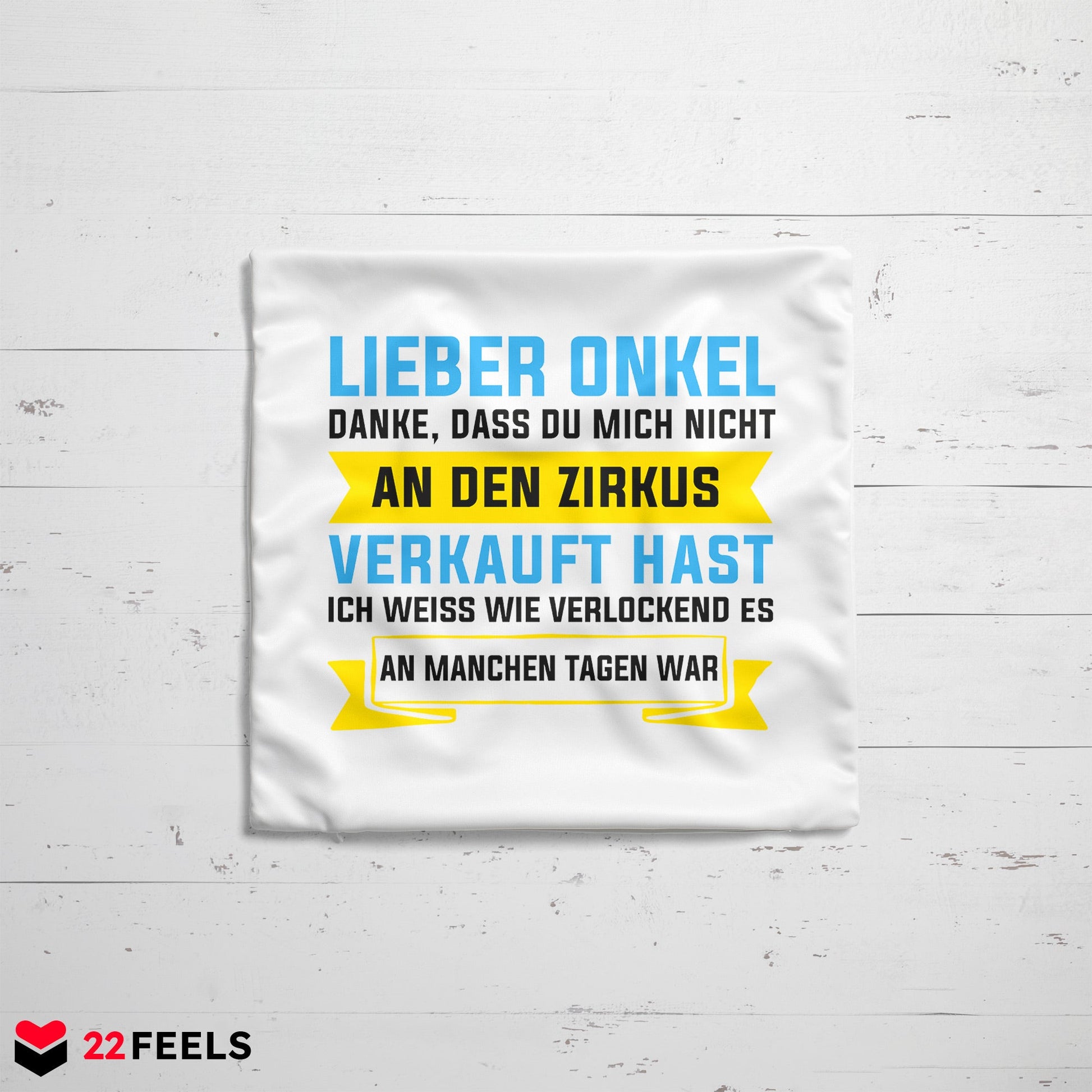 22Feels® Onkel Geschenk - Kissen mit Spruch (Weiss 40x40cm)-Kissen Weiss 40x40-22Feels