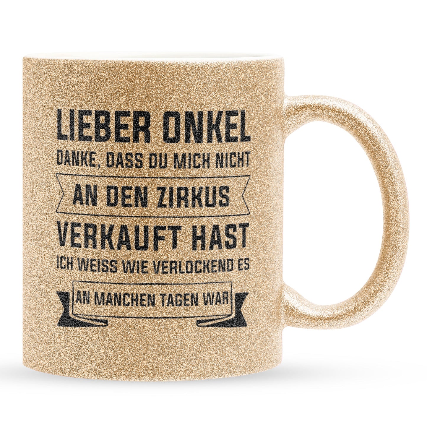 22Feels® Onkel Geschenk - Glitzertasse mit Spruch (Gold, 320ml)-Glitzertasse Gold 320ml-22Feels