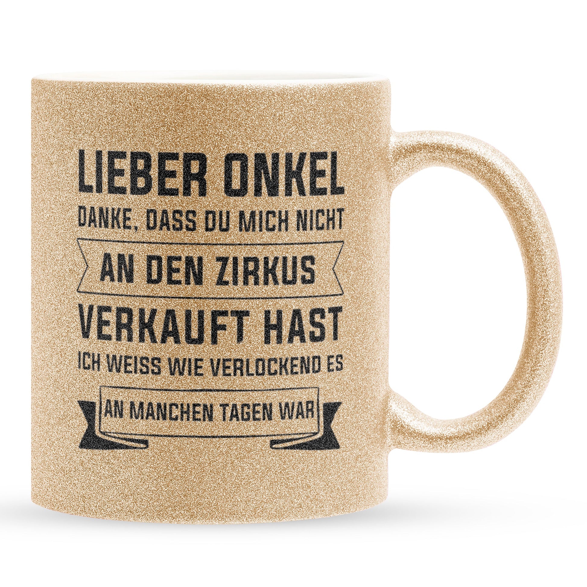 22Feels® Onkel Geschenk - Glitzertasse mit Spruch (Gold, 320ml)-Glitzertasse Gold 320ml-22Feels