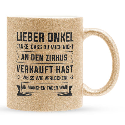 22Feels® Onkel Geschenk - Glitzertasse mit Spruch (Gold, 320ml)-Glitzertasse Gold 320ml-22Feels