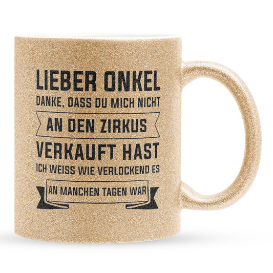 22Feels® Onkel Geschenk - Glitzertasse mit Spruch (Gold, 320ml)-Glitzertasse Gold 320ml-22Feels