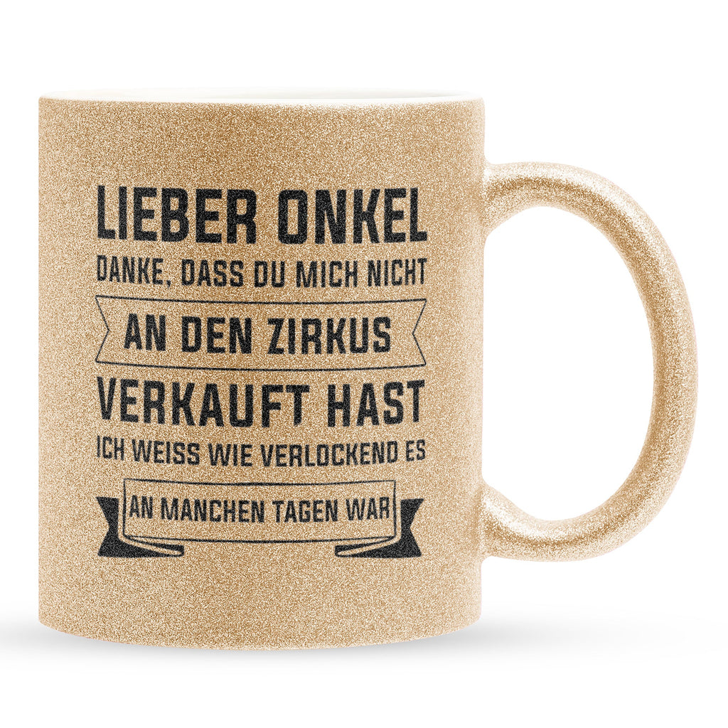 22Feels® Onkel Geschenk - Glitzertasse mit Spruch (Gold, 320ml)-Glitzertasse Gold 320ml-22Feels