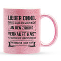 22Feels® Onkel Geschenk - Glitzertasse mit Spruch (Pink, 320ml)-Glitzertasse Pink 320ml-22Feels