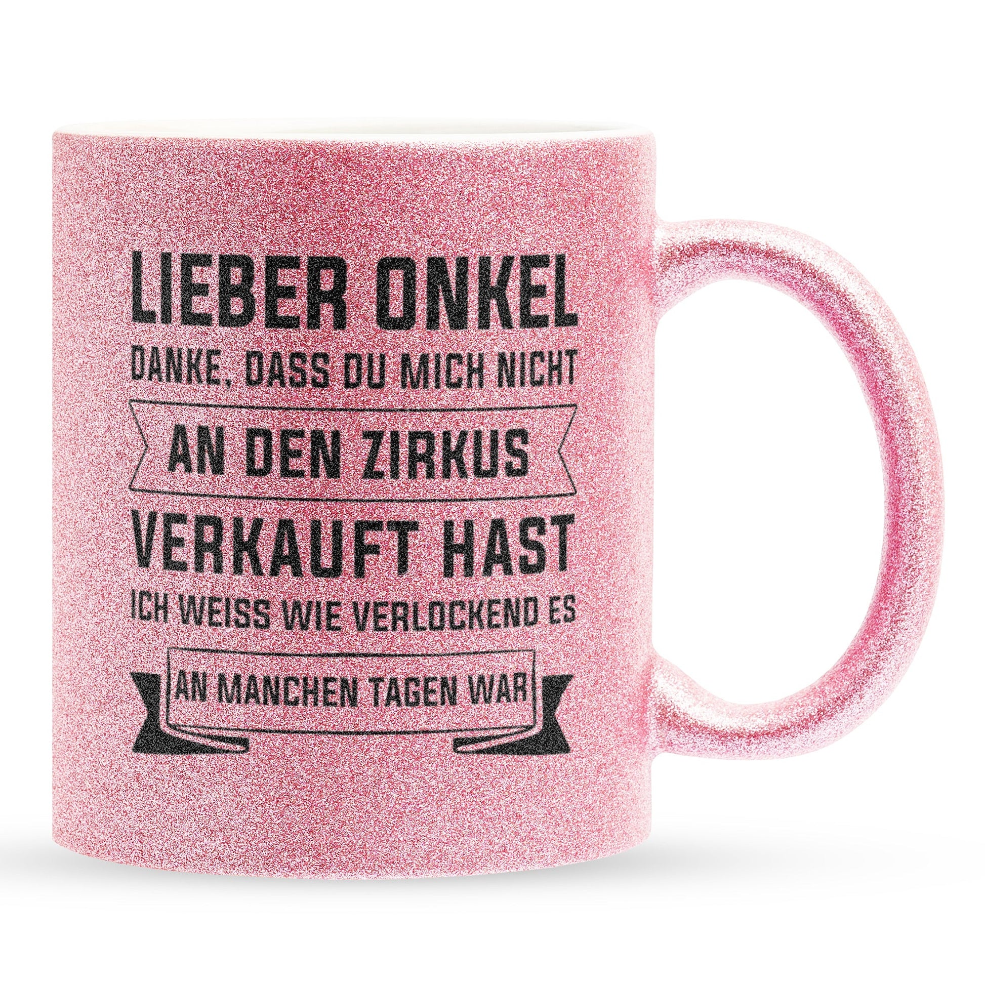 22Feels® Onkel Geschenk - Glitzertasse mit Spruch (Pink, 320ml)-Glitzertasse Pink 320ml-22Feels