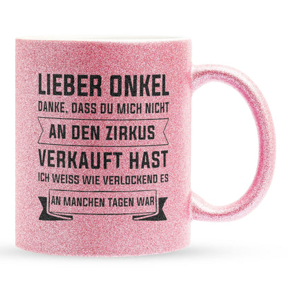 22Feels® Onkel Geschenk - Glitzertasse mit Spruch (Pink, 320ml)-Glitzertasse Pink 320ml-22Feels