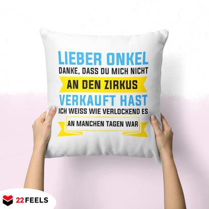 22Feels® Onkel Geschenk - Kissen mit Spruch (Weiss 40x40cm)-Kissen Weiss 40x40-22Feels