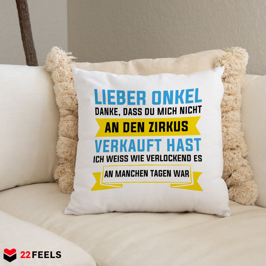 22Feels® Onkel Geschenk - Kissen mit Spruch (Weiss 40x40cm)-Kissen Weiss 40x40-22Feels