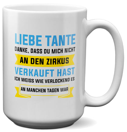22Feels® Tante Geschenk - XL Tasse mit Spruch (Weiss, 440ml)-Weisse XL Tasse 440ml-22Feels