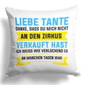 22Feels® Tante Geschenk - Kissen mit Spruch (Weiss 40x40cm)-Kissen Weiss 40x40-22Feels