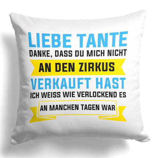 22Feels® Tante Geschenk - Kissen mit Spruch (Weiss 40x40cm)-Kissen Weiss 40x40-22Feels