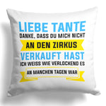 22Feels® Tante Geschenk - Kissen mit Spruch (Weiss 40x40cm)-Kissen Weiss 40x40-22Feels