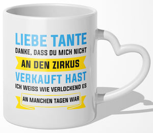22Feels® Tante Geschenk - Tasse mit Spruch (Herzhenkel, Weiss, 320ml)-Tasse Weiss Herzhenkel 320ml-22Feels