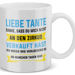 22Feels® Tante Geschenk - Tasse mit Spruch: Zirkus (Weiss, 320ml)-Weisse Tasse 320ml-22Feels