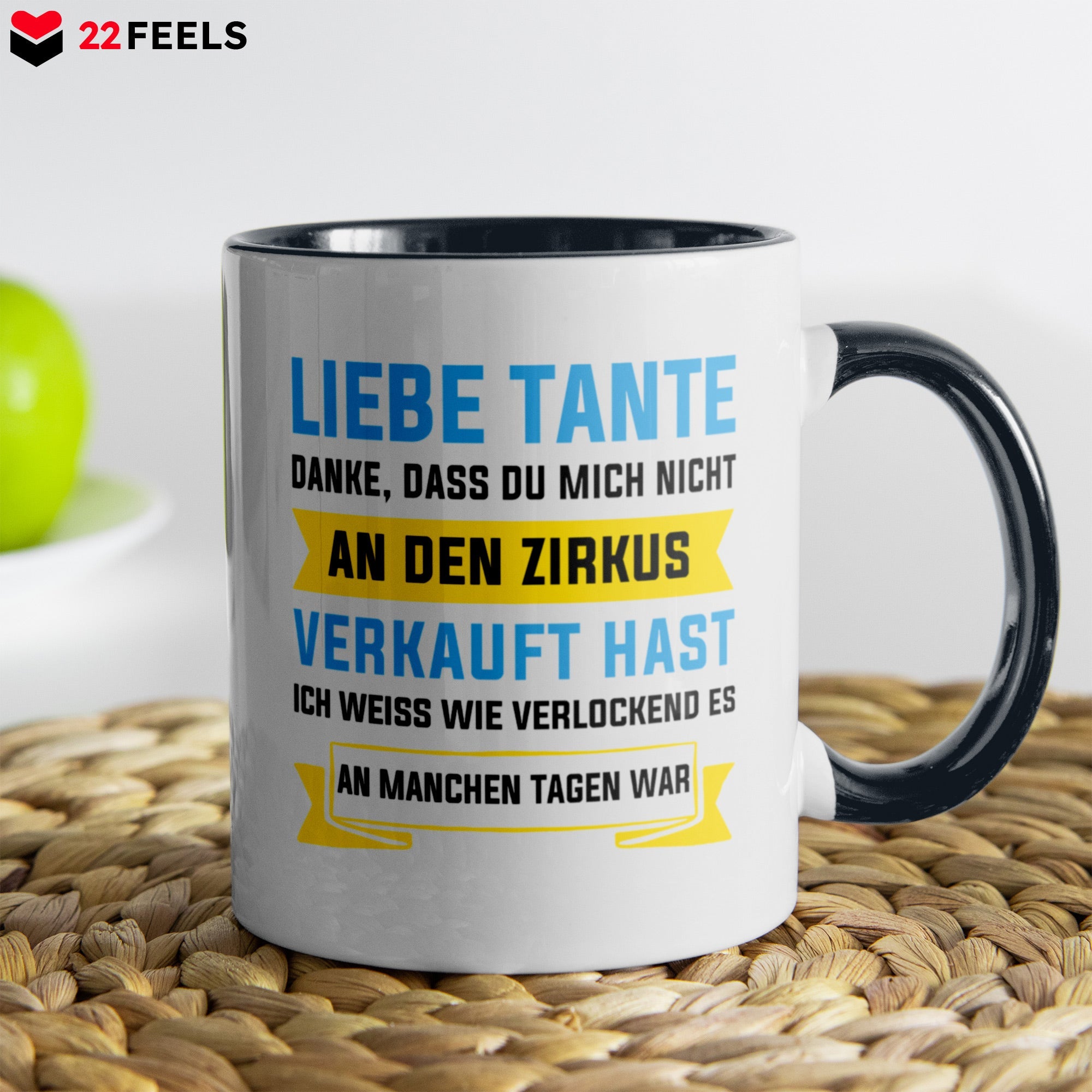 22Feels® Tante Geschenk - Tasse mit Spruch (Weiss-Schwarz, 320ml)-TwoTone Tasse Weiss-Schwarz 320ml-22Feels