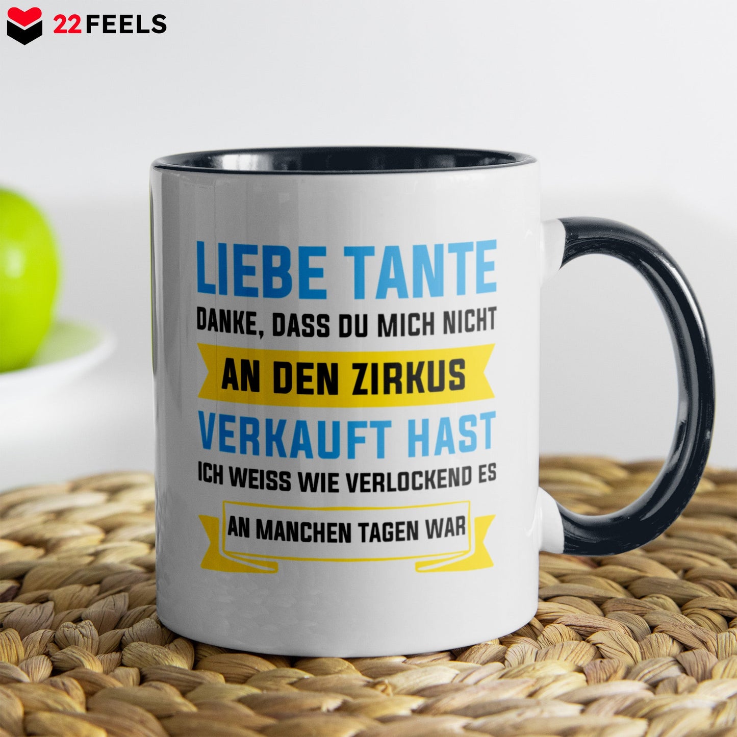22Feels® Tante Geschenk - Tasse mit Spruch (Weiss-Schwarz, 320ml)-TwoTone Tasse Weiss-Schwarz 320ml-22Feels