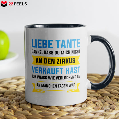 22Feels® Tante Geschenk - Tasse mit Spruch (Weiss-Schwarz, 320ml)-TwoTone Tasse Weiss-Schwarz 320ml-22Feels