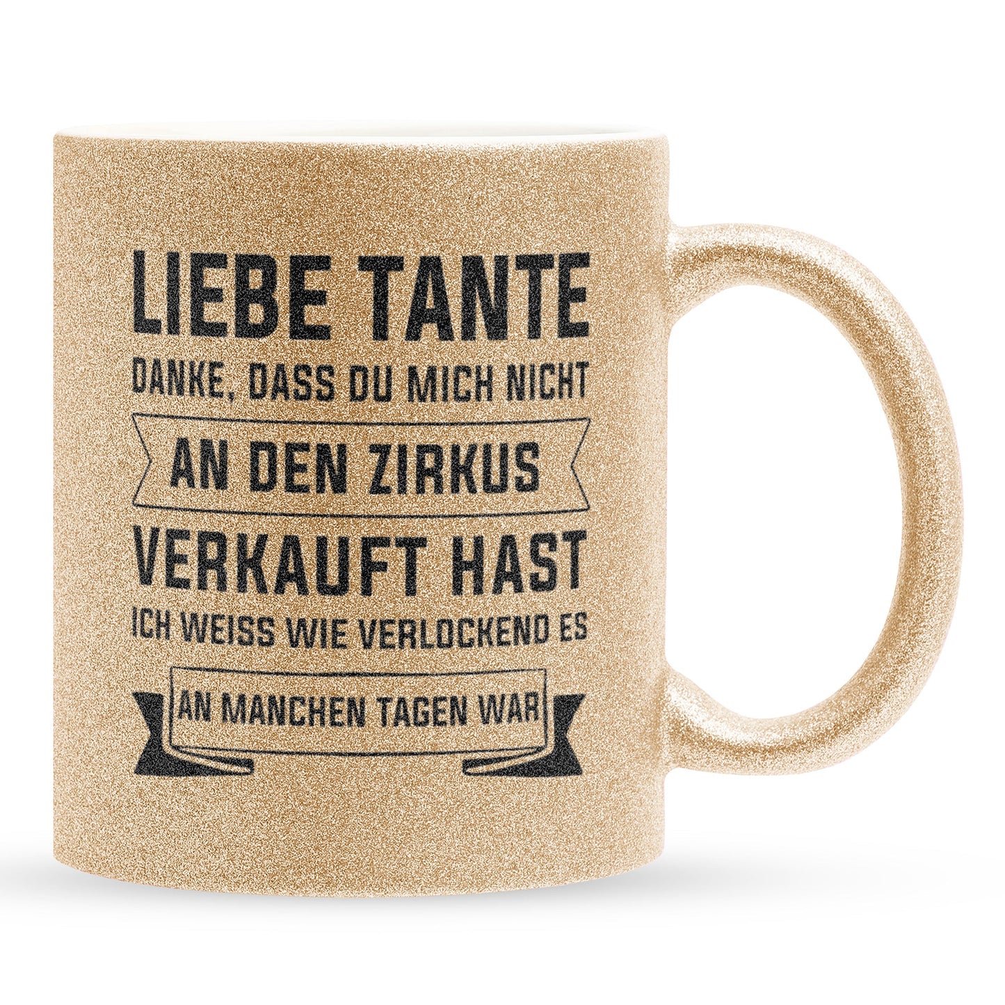 22Feels® Tante Geschenk - Glitzertasse mit Spruch (Gold, 320ml)-Glitzertasse Gold 320ml-22Feels