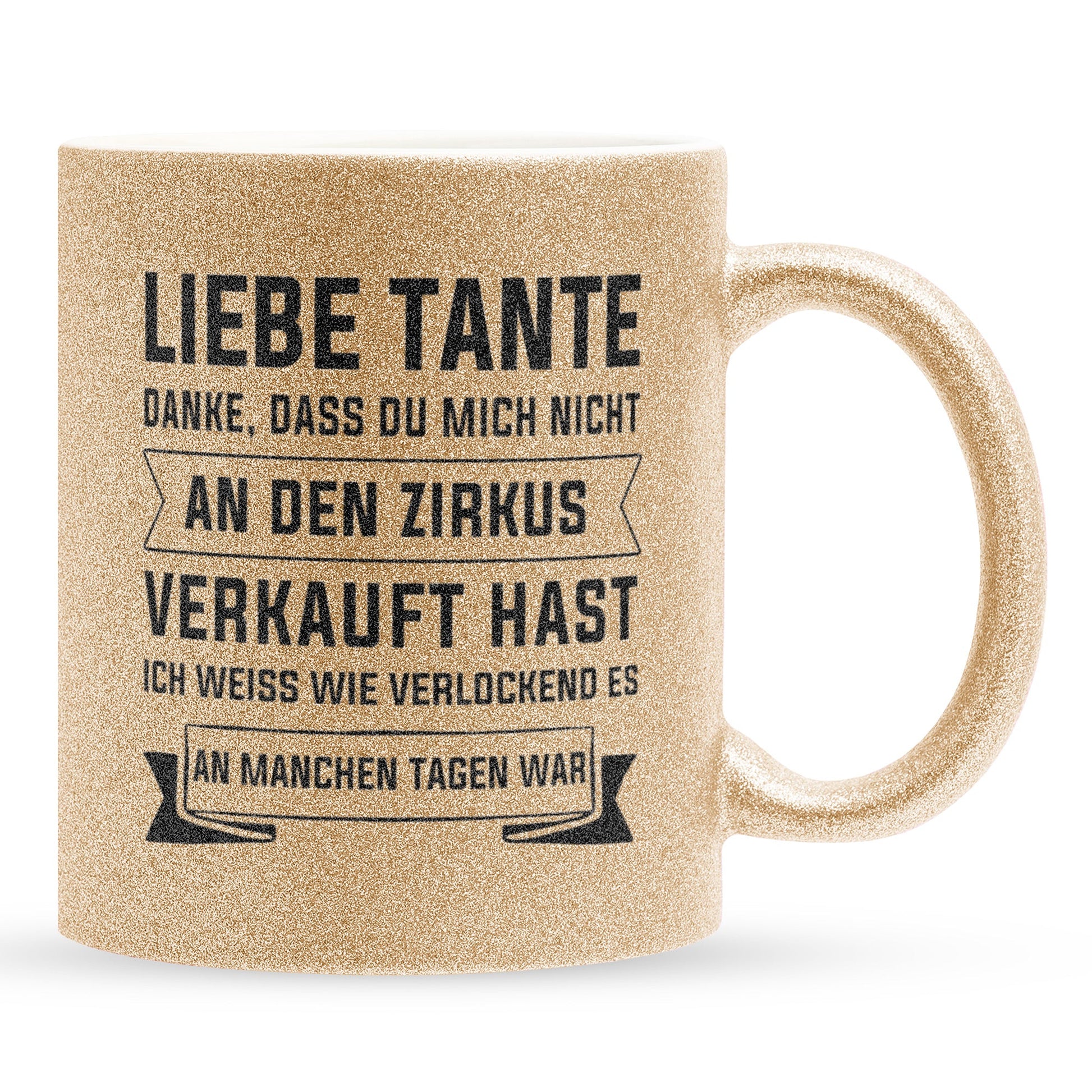 22Feels® Tante Geschenk - Glitzertasse mit Spruch (Gold, 320ml)-Glitzertasse Gold 320ml-22Feels