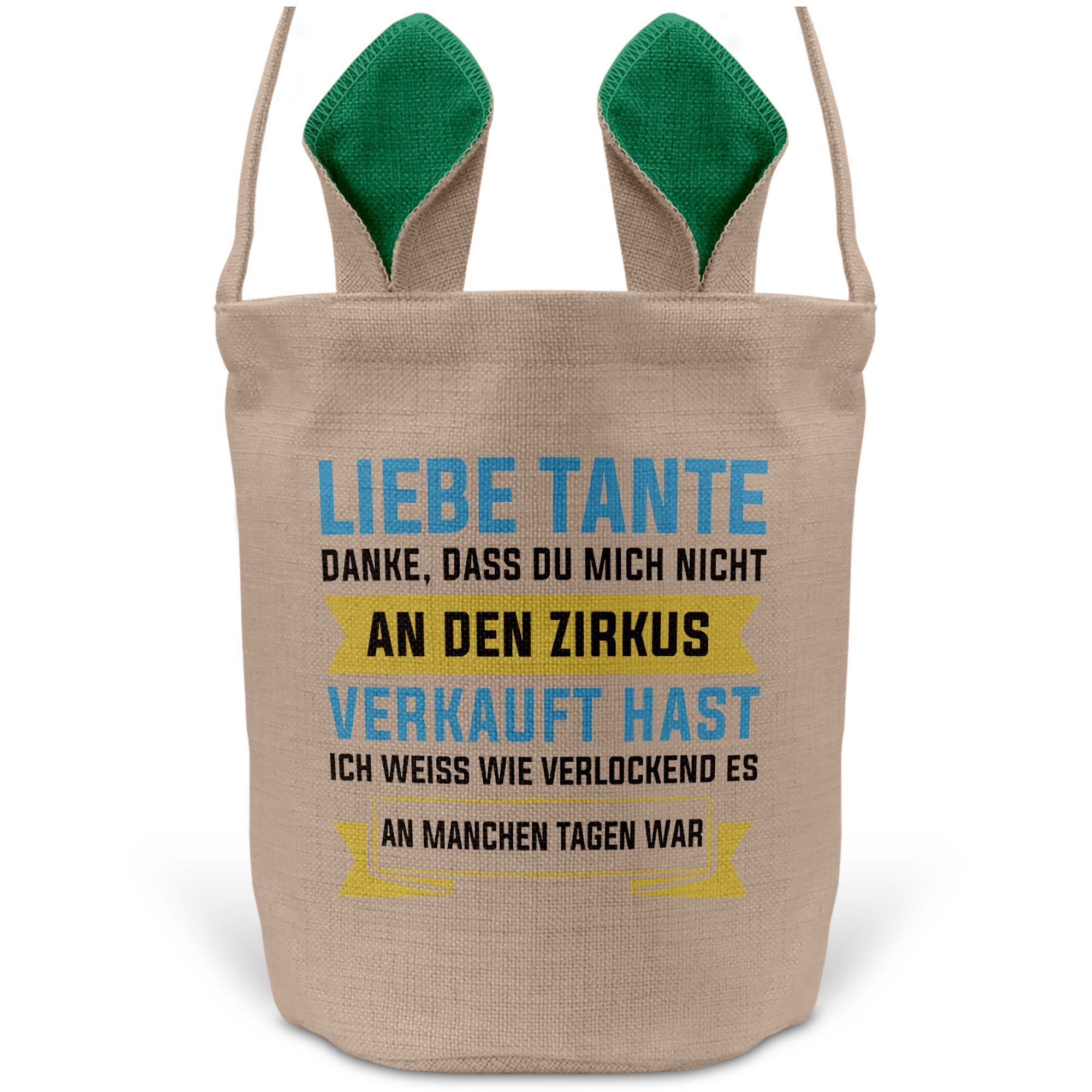 22Feels® Tante Osterkorb mit Henkel Ostergeschenk Tragetasche Ostern Deko Osternest Körbchen Hasenohren (Beige/Grün)-Ostern Tragetasche-22Feels