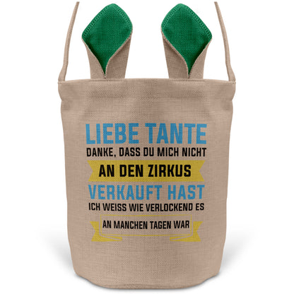 22Feels® Tante Osterkorb mit Henkel Ostergeschenk Tragetasche Ostern Deko Osternest Körbchen Hasenohren (Beige/Grün)-Ostern Tragetasche-22Feels